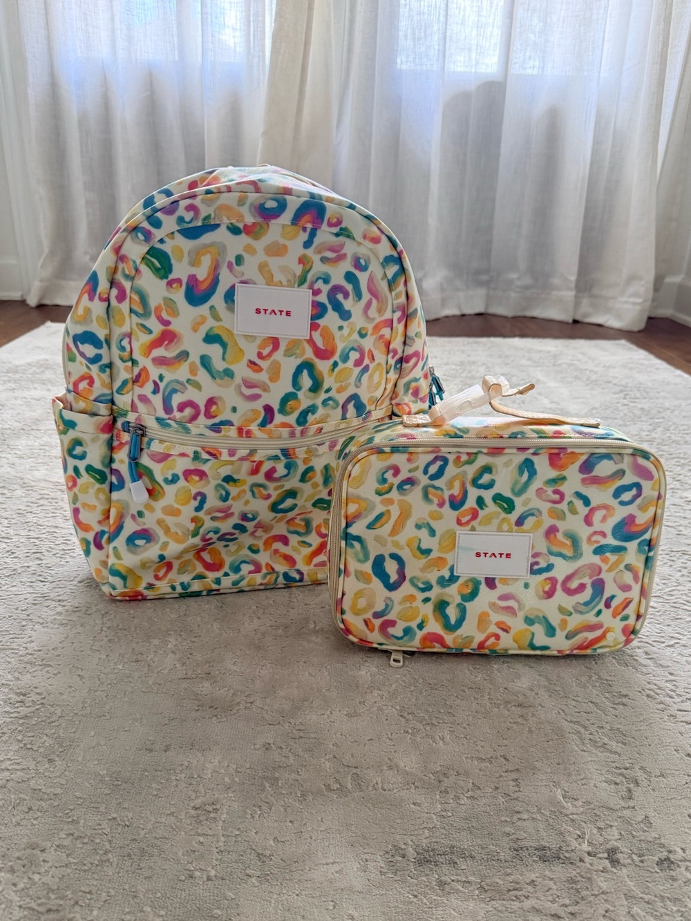 STATE Kids Backpack & Lunch Box Set - Multicolor Leopard Spots